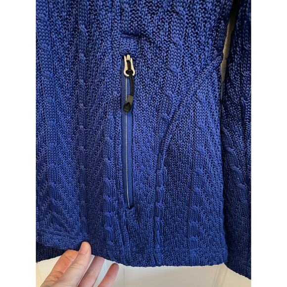 Spyder Major Cable Stryke Knit Royal Blue Fleece Zip Up Sweater Jacket Women's M - Picture 4 of 9